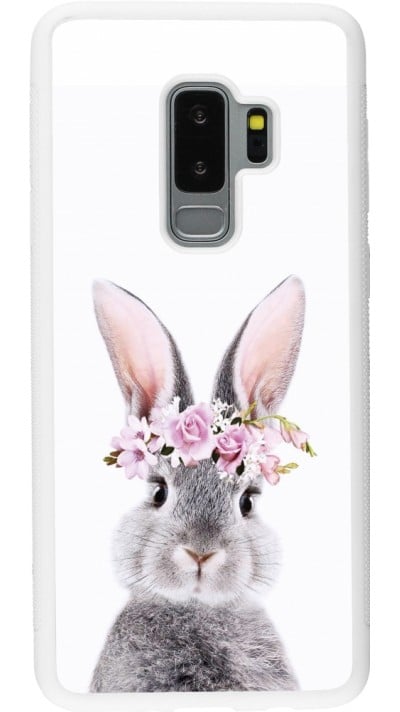 Coque Samsung Galaxy S9+ - Silicone rigide blanc Easter 2023 flower bunny