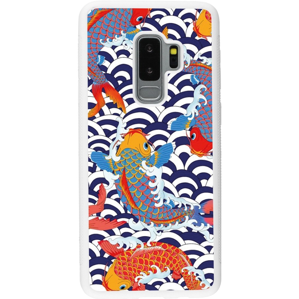 Samsung Galaxy S9+ Case Hülle - Silikon weiss Easter 2023 japanese fish