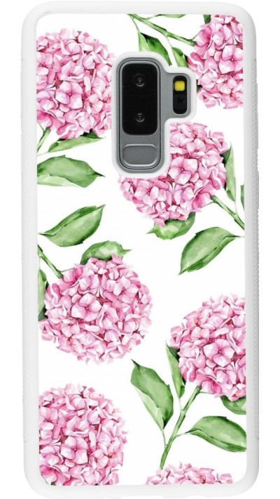 Samsung Galaxy S9+ Case Hülle - Silikon weiss Easter 2024 pink flowers