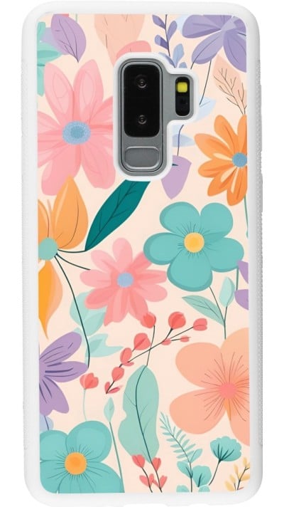 Samsung Galaxy S9+ Case Hülle - Silikon weiss Easter 2024 spring flowers