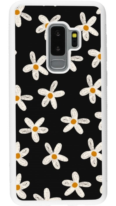 Samsung Galaxy S9+ Case Hülle - Silikon weiss Easter 2024 white on black flower