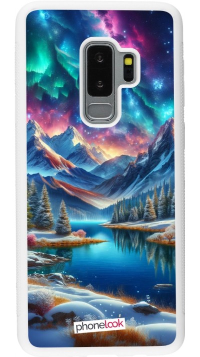 Coque Samsung Galaxy S9+ - Silicone rigide blanc Fantasy Mountain Lake Sky Stars