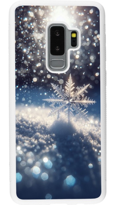 Samsung Galaxy S9+ Case Hülle - Silikon weiss Schneeflocke Solar Glanz