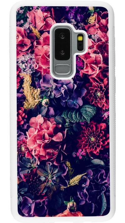 Hülle Samsung Galaxy S9+ - Silikon weiss Flowers Dark