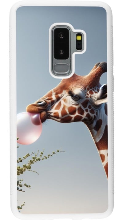 Samsung Galaxy S9+ Case Hülle - Silikon weiss Giraffe mit Blase