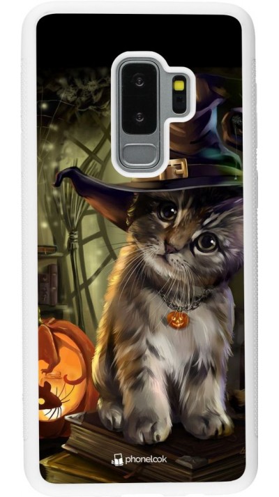 Hülle Samsung Galaxy S9+ - Silikon weiss Halloween 21 Witch cat