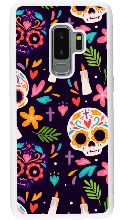 Samsung Galaxy S9+ Case Hülle - Silikon weiss Halloween 2023 mexican style