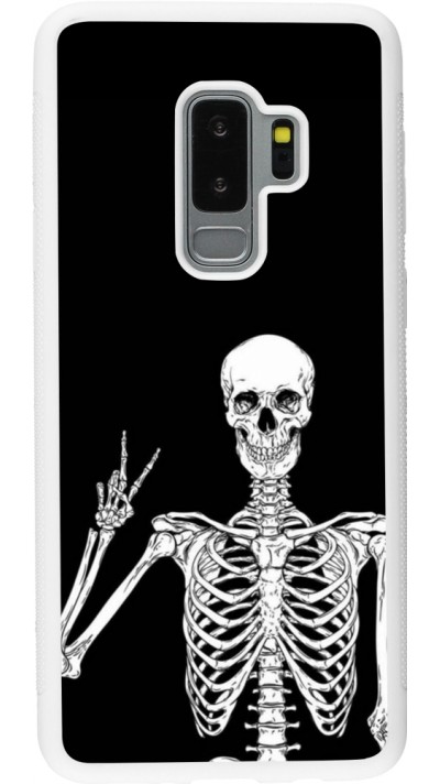 Samsung Galaxy S9+ Case Hülle - Silikon weiss Halloween 2023 peace skeleton