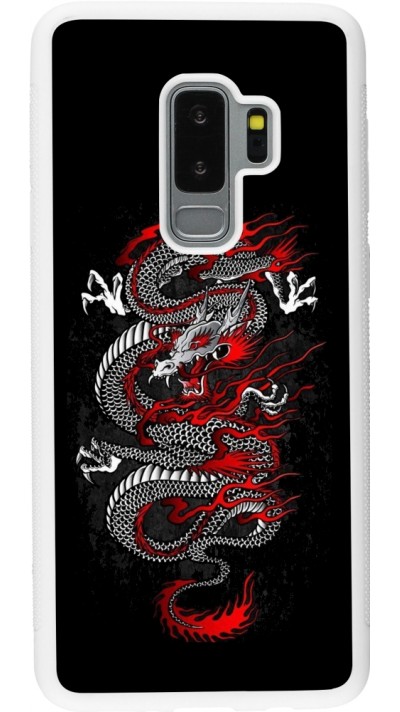 Samsung Galaxy S9+ Case Hülle - Silikon weiss Japanese style Dragon Tattoo Red Black