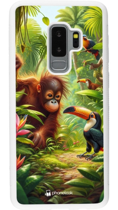 Coque Samsung Galaxy S9+ - Silicone rigide blanc Jungle Tropicale Tayrona