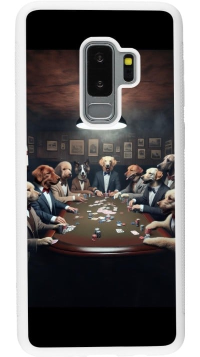 Samsung Galaxy S9+ Case Hülle - Silikon weiss Die Pokerhunde