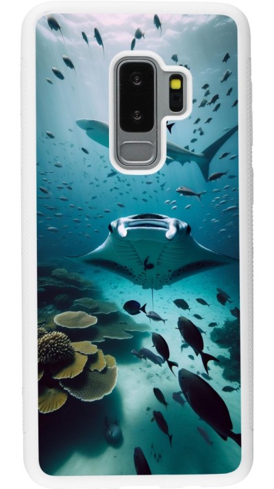 Coque Samsung Galaxy S9+ - Silicone rigide blanc Manta Lagon Nettoyage