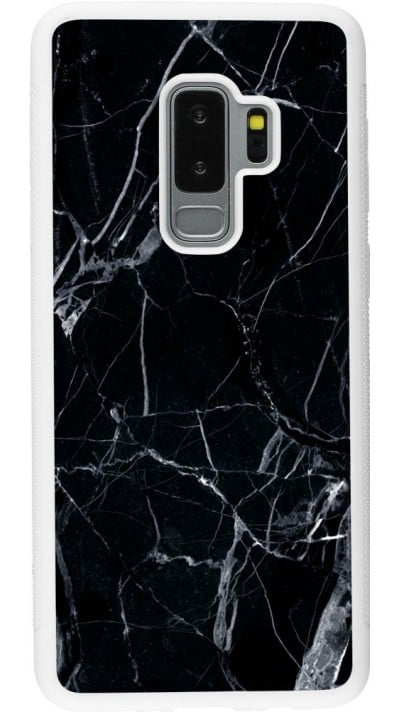 Hülle Samsung Galaxy S9+ - Silikon weiss Marble Black 01