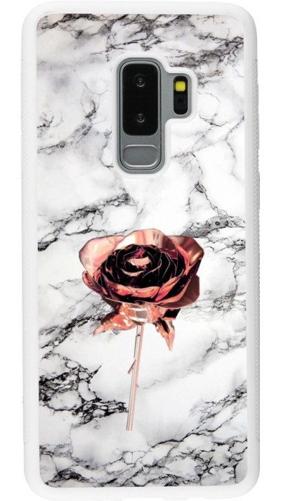 Hülle Samsung Galaxy S9+ - Silikon weiss Marble Rose Gold