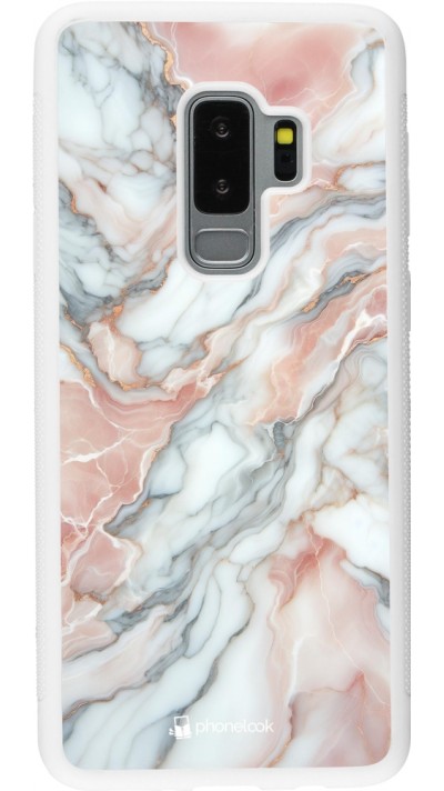Samsung Galaxy S9+ Case Hülle - Silikon weiss Rosa Leuchtender Marmor