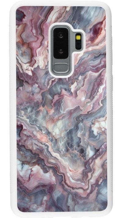 Coque Samsung Galaxy S9+ - Silicone rigide blanc Marbre violette argentée