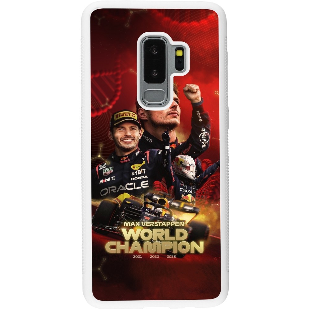 Samsung Galaxy S9+ Case Hülle - Silikon weiss Max Verstappen Champion 2023