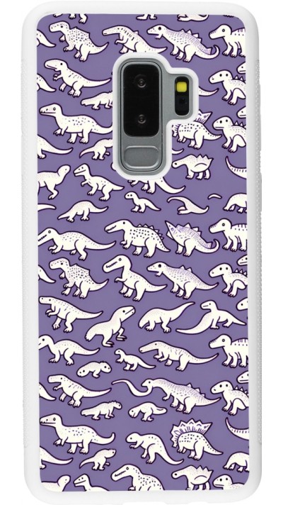 Samsung Galaxy S9+ Case Hülle - Silikon weiss Mini-Dino-Muster violett