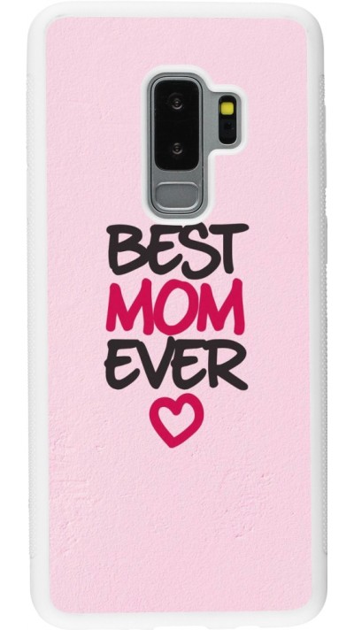 Samsung Galaxy S9+ Case Hülle - Silikon weiss Mom 2023 best Mom ever pink