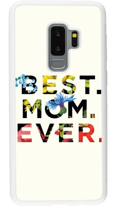 Samsung Galaxy S9+ Case Hülle - Silikon weiss Mom 2023 best Mom ever flowers