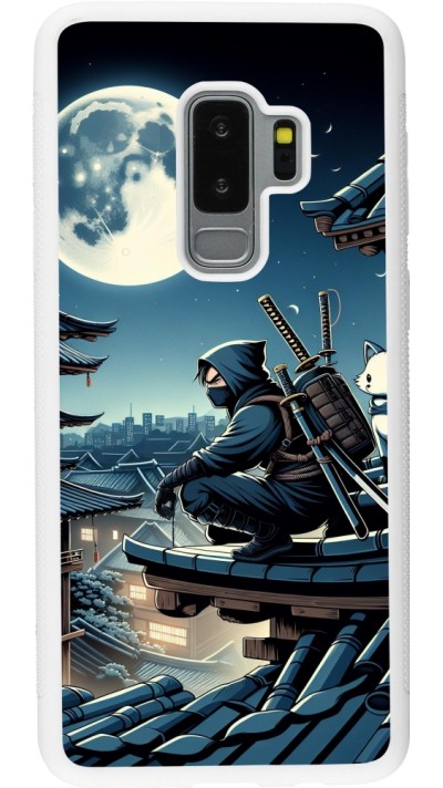 Samsung Galaxy S9+ Case Hülle - Silikon weiss Ninja unter dem Mond