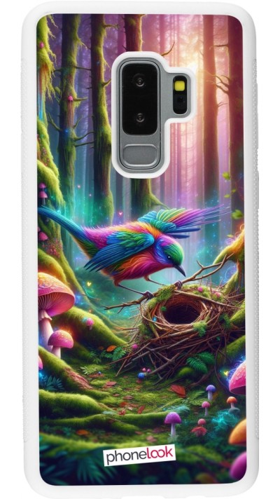 Coque Samsung Galaxy S9+ - Silicone rigide blanc Oiseau Nid Forêt