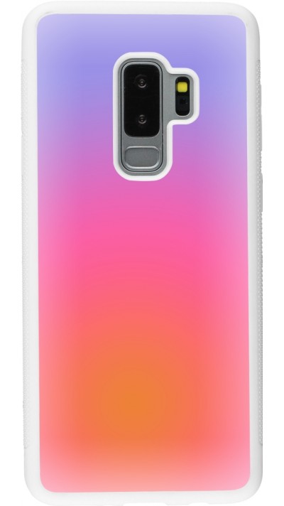 Coque Samsung Galaxy S9+ - Silicone rigide blanc Orange Pink Blue Gradient