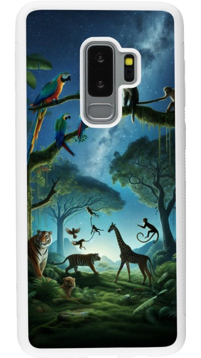 Samsung Galaxy S9+ Case Hülle - Silikon weiss Paradies der exotischen Tiere