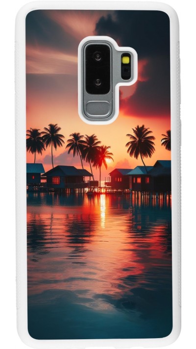 Samsung Galaxy S9+ Case Hülle - Silikon weiss Paradies Malediven