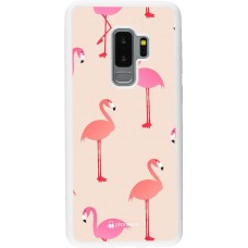 Hülle Samsung Galaxy S9+ - Silikon weiss Pink Flamingos Pattern