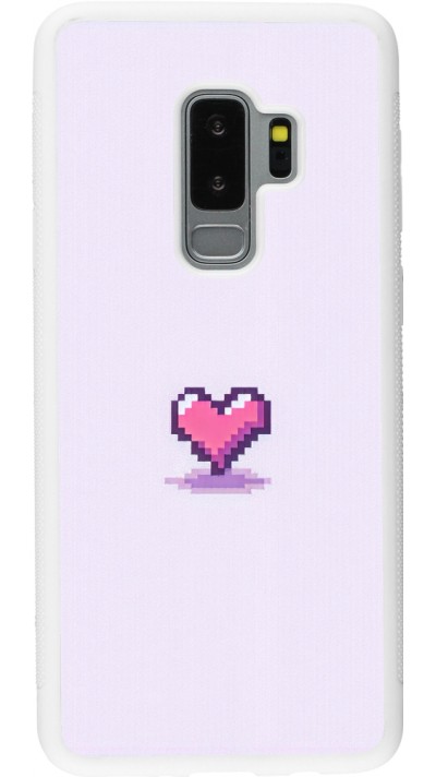 Samsung Galaxy S9+ Case Hülle - Silikon weiss Pixel Herz Hellviolett