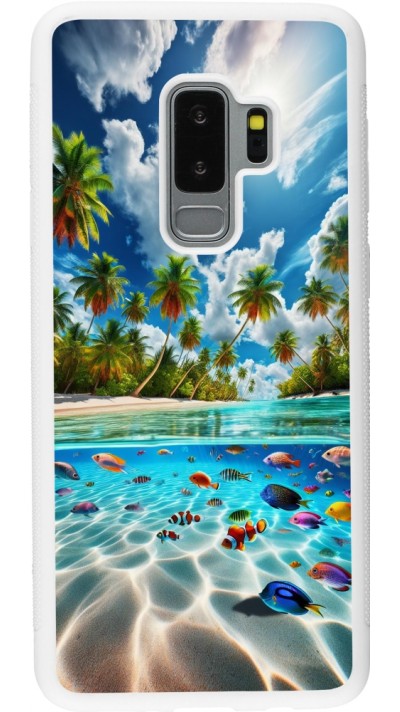 Samsung Galaxy S9+ Case Hülle - Silikon weiss Strandparadies