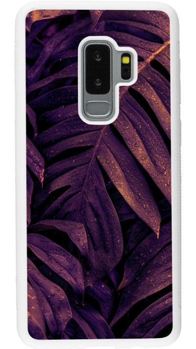 Samsung Galaxy S9+ Case Hülle - Silikon weiss Purple Light Leaves