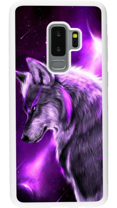 Hülle Samsung Galaxy S9+ - Silikon weiss Purple Sky Wolf