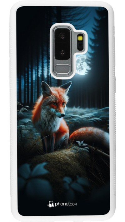 Coque Samsung Galaxy S9+ - Silicone rigide blanc Renard lune forêt