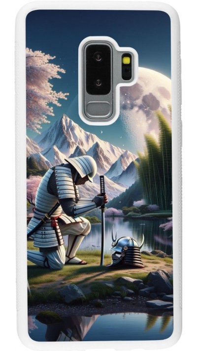 Samsung Galaxy S9+ Case Hülle - Silikon weiss Samurai Katana Mond