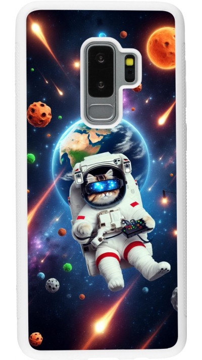 Coque Samsung Galaxy S9+ - Silicone rigide blanc VR SpaceCat Odyssey