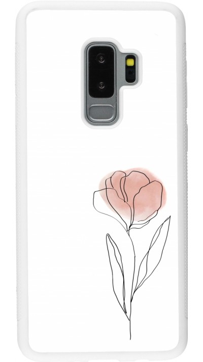 Coque Samsung Galaxy S9+ - Silicone rigide blanc Spring 23 minimalist flower