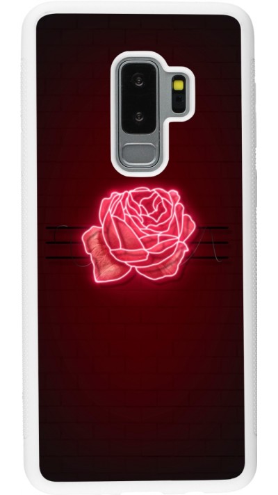 Coque Samsung Galaxy S9+ - Silicone rigide blanc Spring 23 neon rose