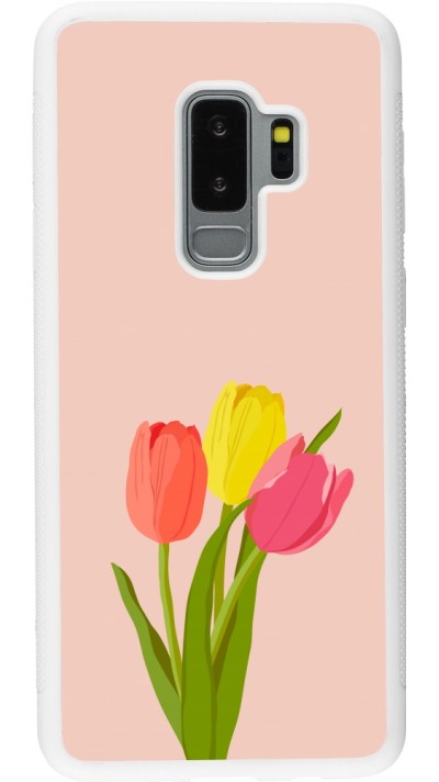 Coque Samsung Galaxy S9+ - Silicone rigide blanc Spring 23 tulip trio