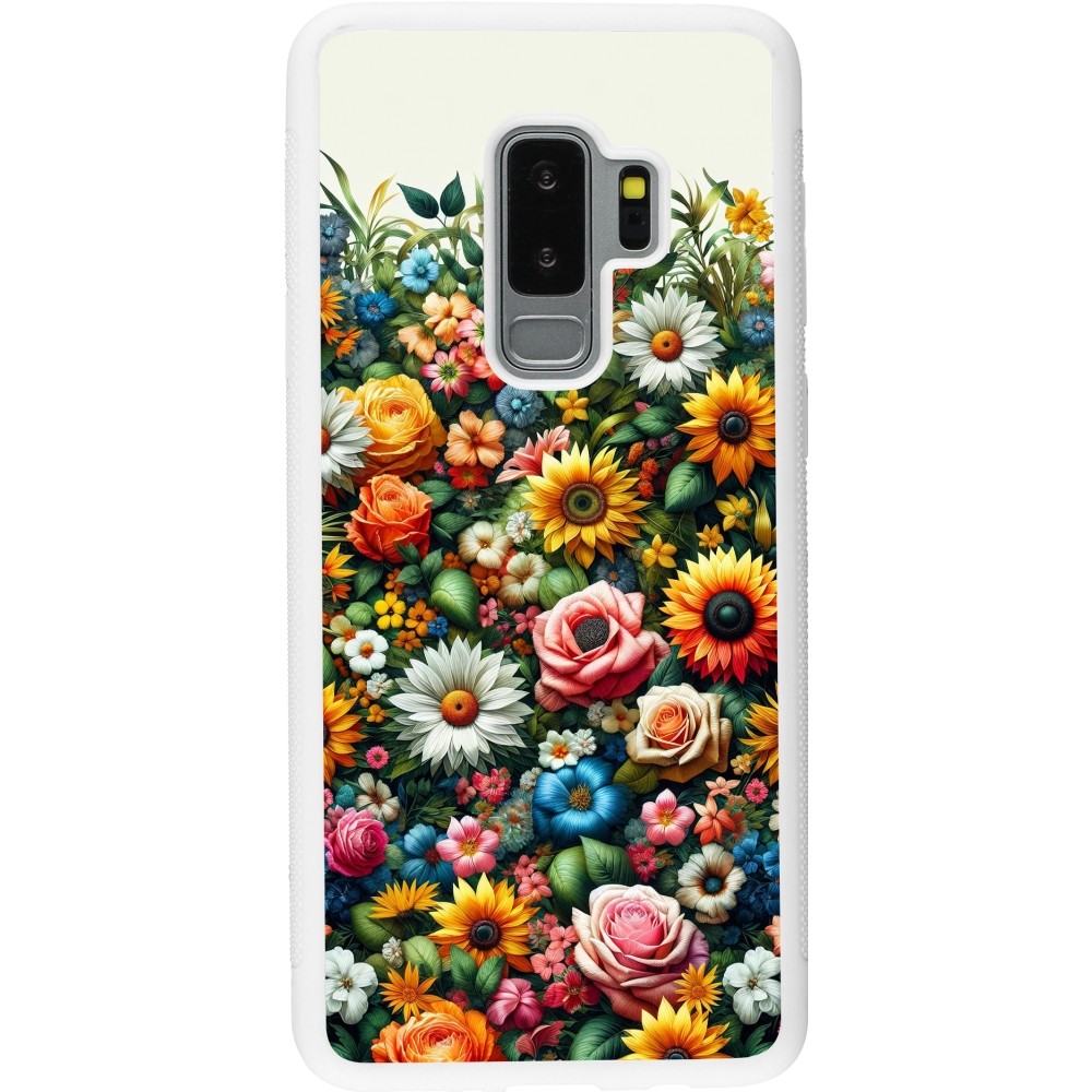 Samsung Galaxy S9+ Case Hülle - Silikon weiss Sommer Blumenmuster