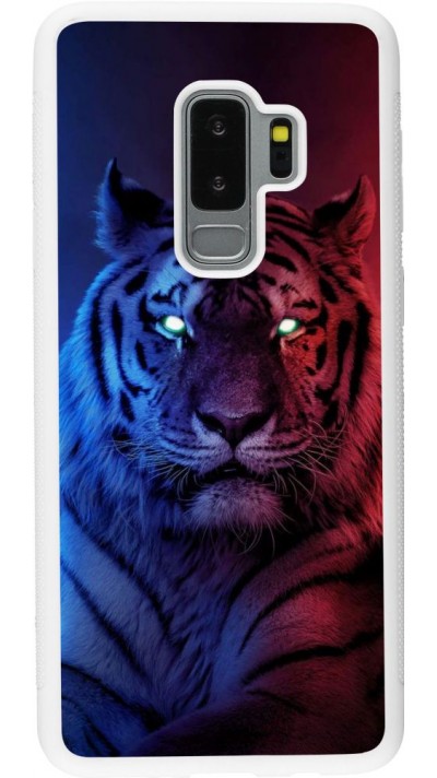 Hülle Samsung Galaxy S9+ - Silikon weiss Tiger Blue Red