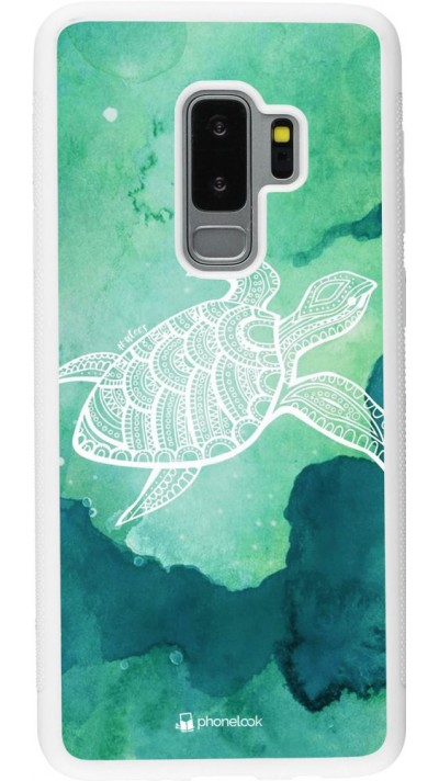 Hülle Samsung Galaxy S9+ - Silikon weiss Turtle Aztec Watercolor