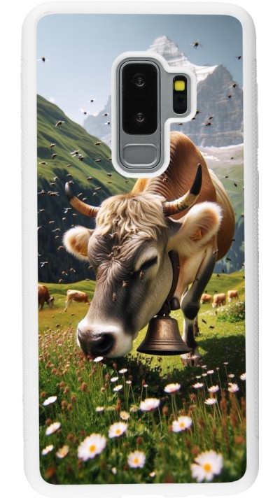 Coque Samsung Galaxy S9+ - Silicone rigide blanc Vache montagne Valais