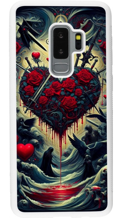 Samsung Galaxy S9+ Case Hülle - Silikon weiss Dunkle Liebe Herz Blut