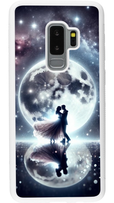 Coque Samsung Galaxy S9+ - Silicone rigide blanc Valentine 2024 Love under the moon