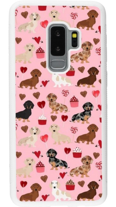 Coque Samsung Galaxy S9+ - Silicone rigide blanc Valentine 2024 puppy love