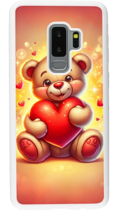 Samsung Galaxy S9+ Case Hülle - Silikon weiss Valentin 2024 Teddy Liebe