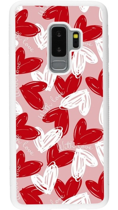 Coque Samsung Galaxy S9+ - Silicone rigide blanc Valentine 2024 with love heart
