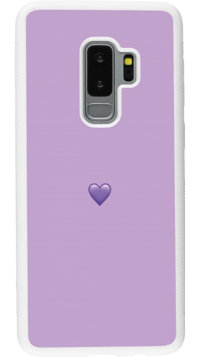 Coque Samsung Galaxy S9+ - Silicone rigide blanc Valentine 2023 purpule single heart
